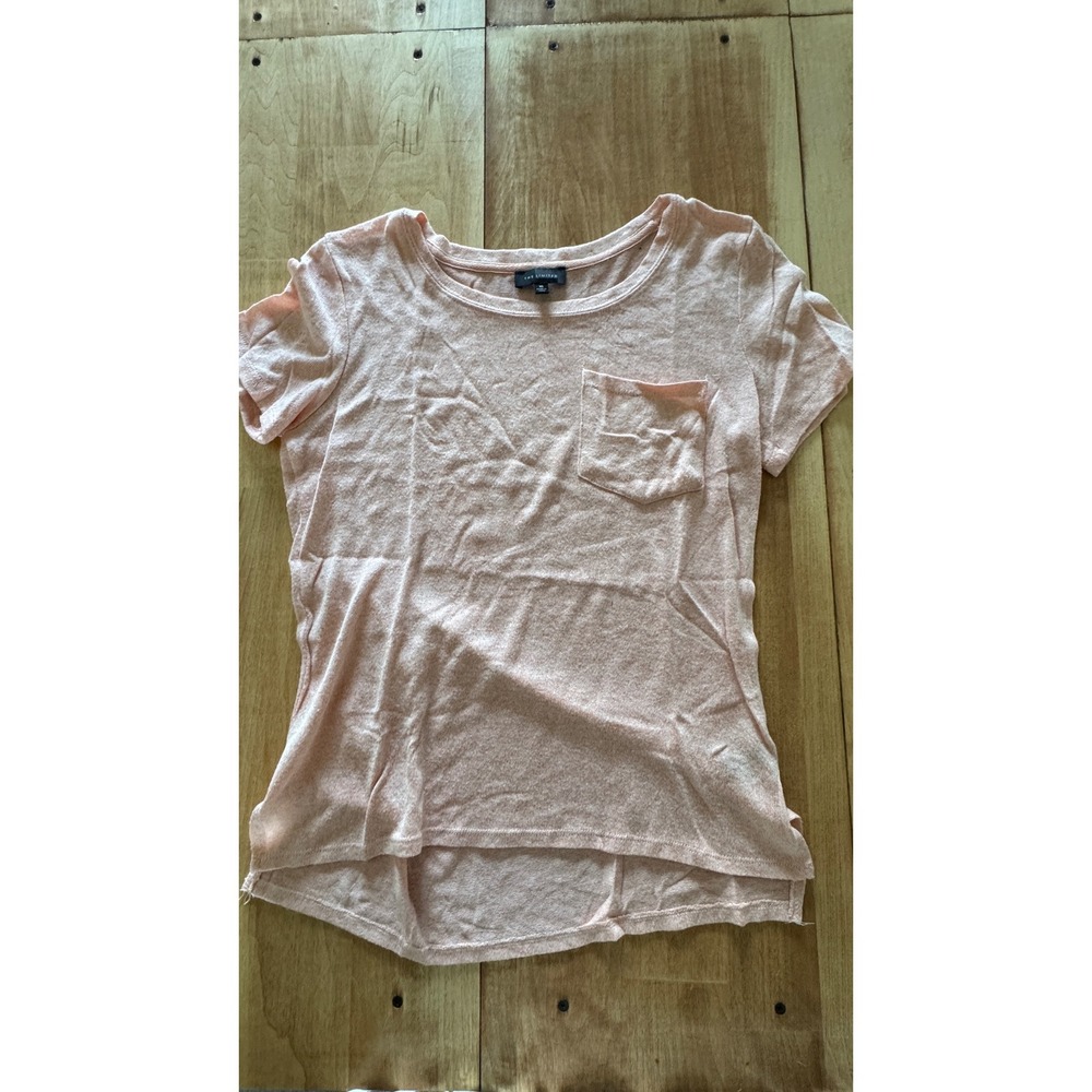 The Limited Womens XS Peach Pink Heathered Short Sleeve Pocket Tee High Low Hem